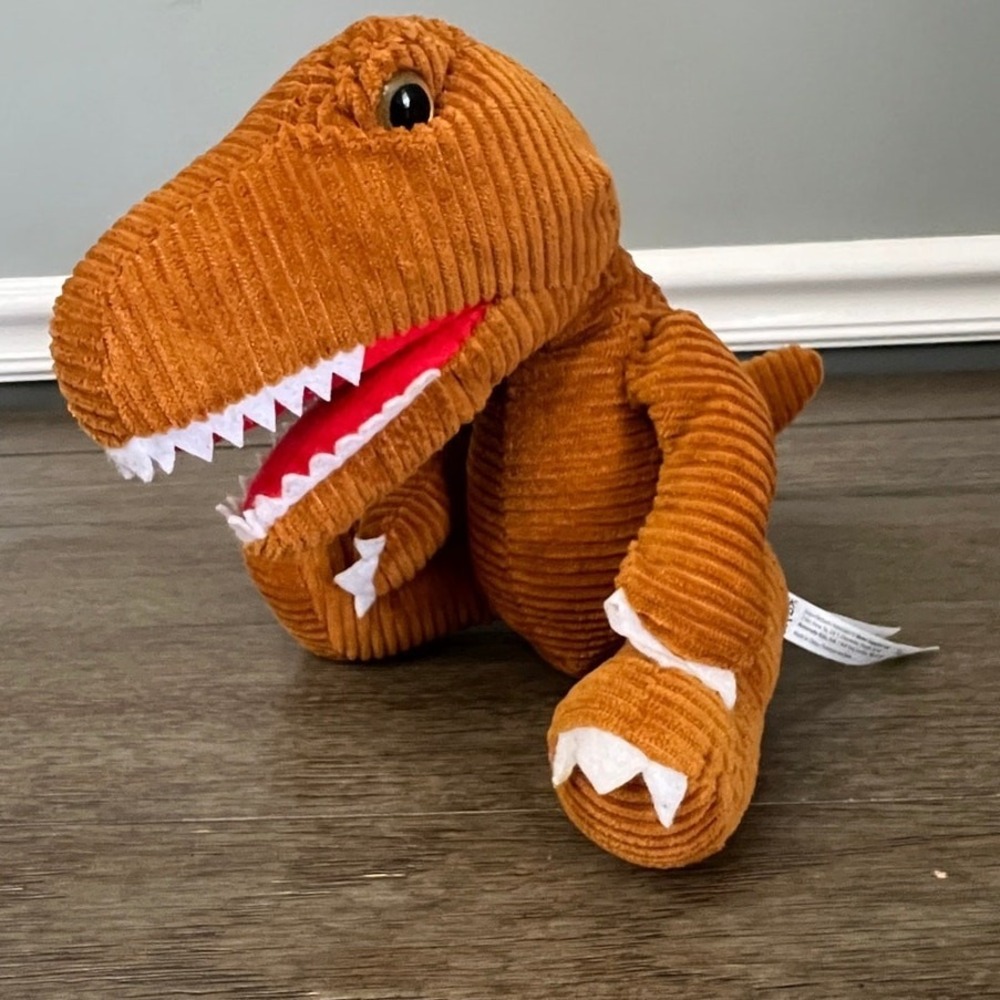 Naturally Kids T-Rex Dinosaur Plush Brown Corduroy Stuffed Animal Toy 9"